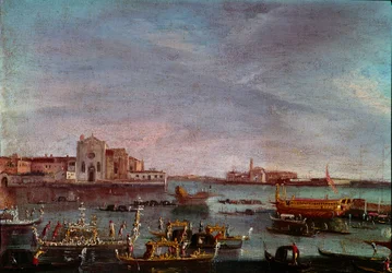 Regattaen på Canal Grande i Venedig Anonymt maleri af det 18. århundredes sol. 36x54 cm Venedig, Museo Correr