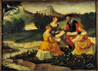 Vokalkoncerten Painting of the Italian School. 16. århundrede. Bourges, Hotel Lallemant