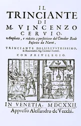 Titelblad til en italiensk kogebog, pub. Venedig, 1622