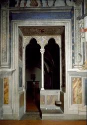 Udsigt til et vindue i Hall of Lilies bygget i 1299-1314