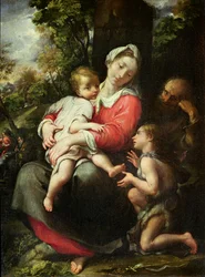 Jomfruen og barnet, Parma-skolen (olie på lærred)