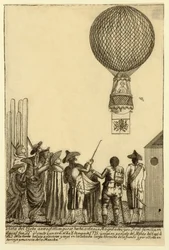 Udsigt over luftballonen, der blev lavet før hans majestæts pub. 1793.