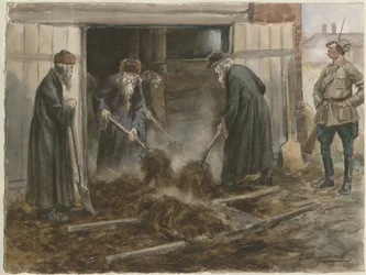 Russiske præster skovler hø: september 1918 fra serien af akvareller russisk revolution, 19