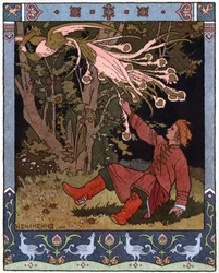 Tsarevitch Ivan, Ildfuglen og den grå ulv, ca. 1899 (litografi)