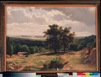 Ege, Landskab nær Düsseldorf (Tyskland) - Ege, Landskab nær Düsseldorf - Maleri af Ivan Ivanovich Shishkin (Chichkine) (1832-1898), olie på træ