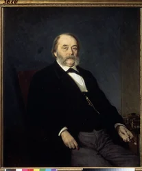 Portræt af forfatteren Ivan Goncharov (1812-1891) (Portræt af forfatteren I.Goncharov). Maleri af Ivan Nikolayevich Kramskoi (1837-1887), olie på lærred