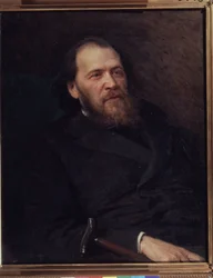 Portrait du poet Ekv Polonsky (1819-1898) (Portræt af digteren Y. Polonsky). Maleri af Even Nakolayevich Kramskoi (1837-1887), Huille sur Toile