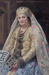 ""Portræt af kunstnerens hustru"" Maleri af Ivan Koulikov (1875-1941) 1917 Dim 102,8x67,3 cm Privat samling