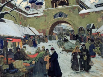 Bazardag i en gammel by