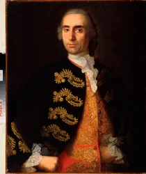 Portræt dYvan Kotsarev (Portræt af Ivan Kotsarev) - Maleri af Ivan Yakovlevich Vishnyakov (Vishnyakov) (1699-1761), huile sur toile