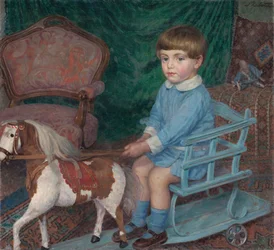 Barn med hestelegetøj, ca. 1925.