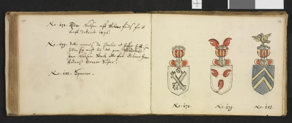 Illustration hentet fra et privatarkiv i Nationalbiblioteket med titlen Insignia quædam virorum illustrium in Norvegia quodam habitantium af Iver Nielssøn Hirtzholm