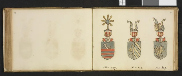 Illustration hentet fra et privatarkiv i Nationalbiblioteket med titlen Insignia quædam virorum illustrium in Norvegia quodam habitantium af Iver Nielssøn Hirtzholm