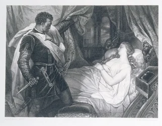 Othello og Desdemonda, graveret af Eduard Buchel (1835-1903)
