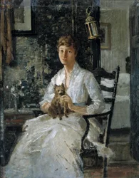 Portræt af en dame med en hund (Anna Baker Weir)