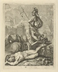 Achilles med lig af Hector bag sin vogn Scener fra Achilles