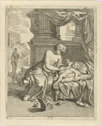 Thetis smører Achilles med ambrosia Scener fra Achilles