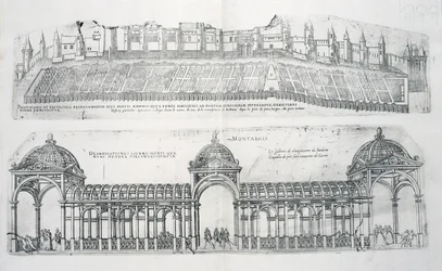 Udsnit af Montargis, fra "Les Plus Belles Batiments de France", udgivet i 1570