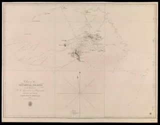 Kort over Seychelle-øerne af officererne på H.M. skibene Leven og Barracouta under ledelse af kaptajn W.F.W. Owen R.N. 1825