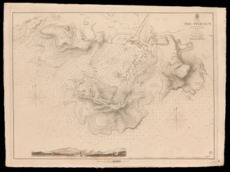Grækenland, Peiraeus eller Port Drako opmålt af kommandør Thomas Graves, H.M.S. Beacon 1840