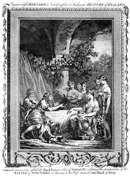 Edward, den Sorte Prins, beretter om detaljerne ved slaget ved Poitiers, 19. århundrede