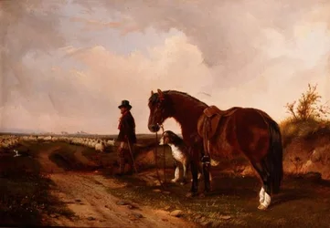 En hyrde med pony og ulvehund