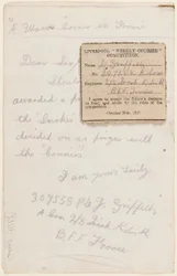 Brev til konkurrenceredaktøren af Liverpool Weekly Courier, 1917
