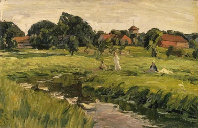 Children by the Creek (olie på lærred)