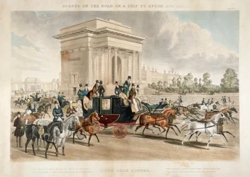 Hestevogne langs Hyde Park Corner, London, 1838