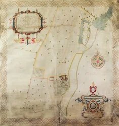 Kort over godset Shifnal, Shropshire, 1635 (blæk og farve på pergament)