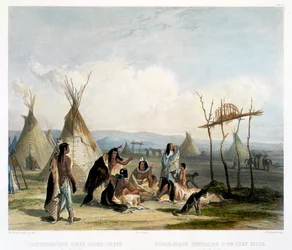 En Sioux-høvdings begravelsesstillads nær Fort Pierre