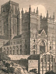 Nordvestudsigt over Durham Cathedral, c1843.