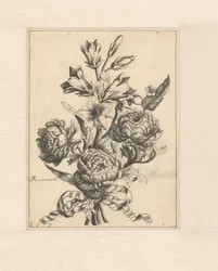 Smørblomster bundet sammen med et bånd Renocules (titel på objekt)