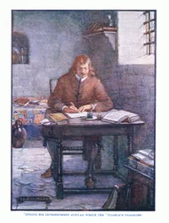 Under sin fængsling skrev Bunyan The Pilgrims Progress, fra English Literature pub.af T C & EC Jack, ca. 1920