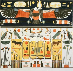 Maleri fra kongegravene i Theben, opdaget af G. Belzoni, planche 2 fra `Plates Illustrative of the Researches in Egypt and Nubia`, graveret af Charles Hullmandel (1789-1850) 1820-22) (lit