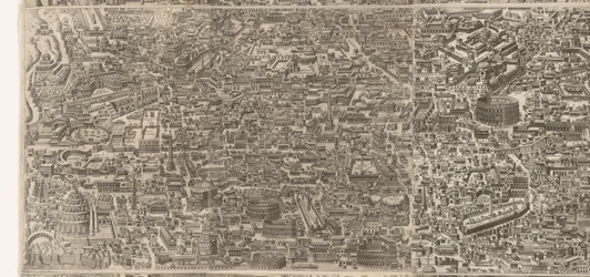 Plattegrund af Rome ti tide af keizer Augustus (mellemste blad) Et meget nøjagtigt billede af den antikke by dannet ud fra fortidsminder Afbildninger af det gamle Rom fra spor af ødelagte bygninger