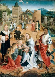The Adoration of the Magi (Central Panel of the Triptykon) - Peinture de Jacob Claesz. van Utrecht (ca. 1480-ca. 1530)