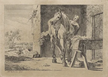 Figur med en hest ved en krybbe Seks tryk efter tegninger af forskellige mestre (serietitel på objekt)