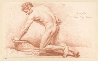 Knælende nøgen mand, set fra siden (2. præmie 1797)