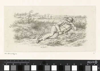 Tilbagelænet mand i et landskab Studietryk / Etudes gravées (serietitel)