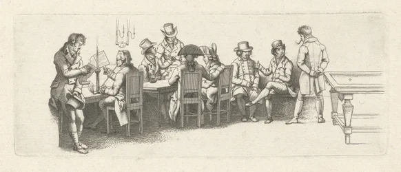 Mænd i et kaffehus med et billardbord Studietryk / Etudes gravées (serietitel)