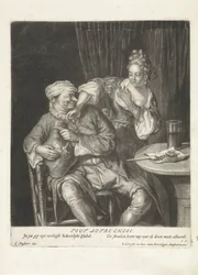 Kvinde og mand med en vinkande Tout Autre Chose (titel på objekt)