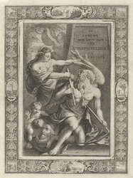 Fantasien tæmmer Fader Tid; Titelblad til: J. C. Weyerman, De nederlandske mandlige og kvindelige maleres levnedsskildringer, 1729