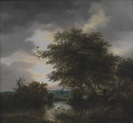 Egetræer ved en Dam
