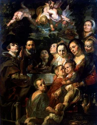 Selvportræt med forældre, brødre og søstre, c1615.