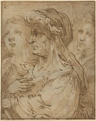 Allegory of Age (pen og brunt blæk med brun lavering på lagenpapir)