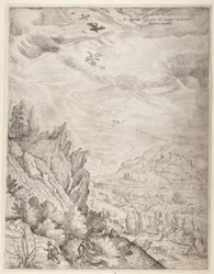 Bøhmisk landskab med par og jægere (højre plade)