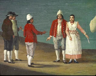 Folk fra Gallipoli, Apulien, Italien. Jacob Philipp Hackert, kaldet Hackert d