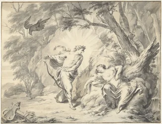Apollon gennemborer Coronis med en pil