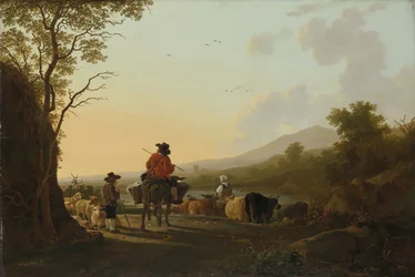 Landskab med kvægdriver og hyrde, c.1780-85